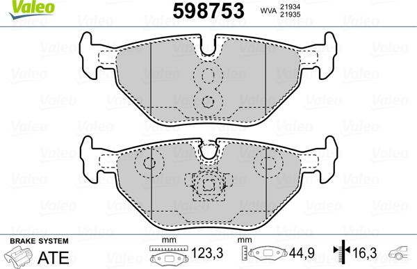 Valeo 598753 - Kit pastiglie freno, Freno a disco autozon.pro