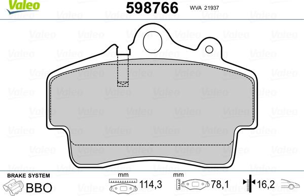 Valeo 598766 - Kit pastiglie freno, Freno a disco autozon.pro