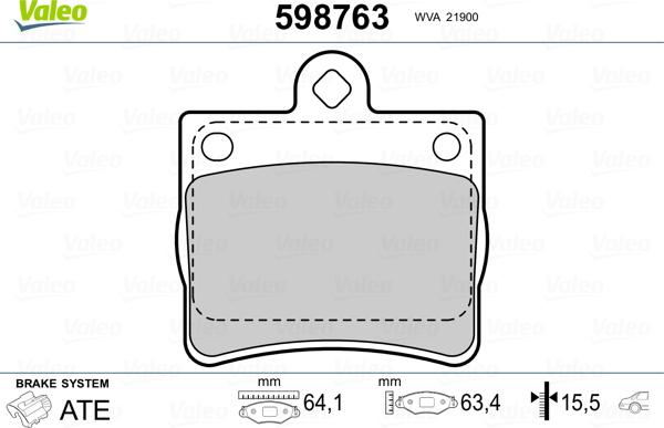 Valeo 598763 - Kit pastiglie freno, Freno a disco autozon.pro