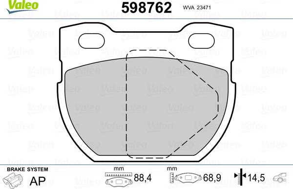 Valeo 598762 - Kit pastiglie freno, Freno a disco autozon.pro