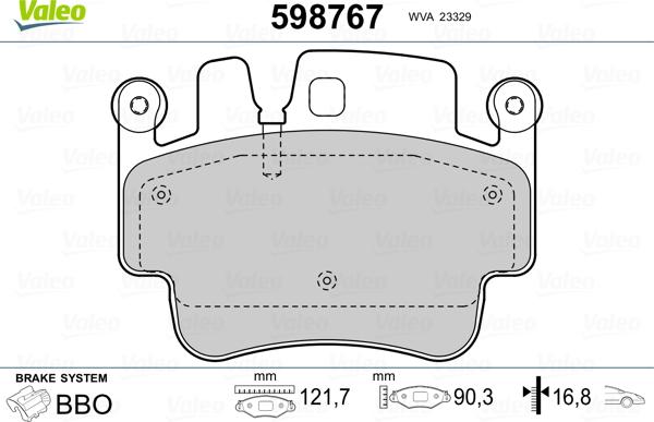 Valeo 598767 - Kit pastiglie freno, Freno a disco autozon.pro