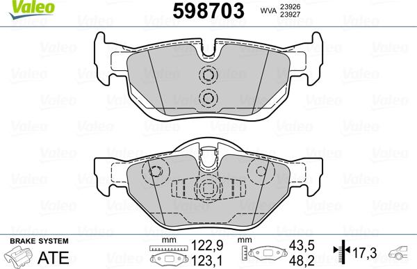 Valeo 598703 - Kit pastiglie freno, Freno a disco autozon.pro