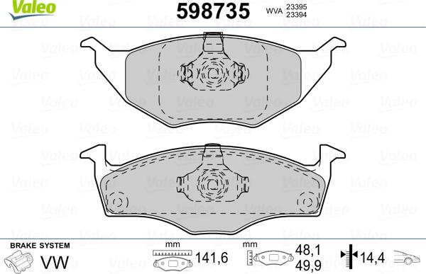 Valeo 598735 - Kit pastiglie freno, Freno a disco autozon.pro