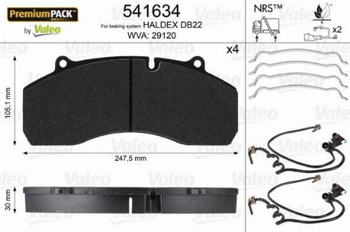 Valeo 541634 - Kit pastiglie freno, Freno a disco autozon.pro