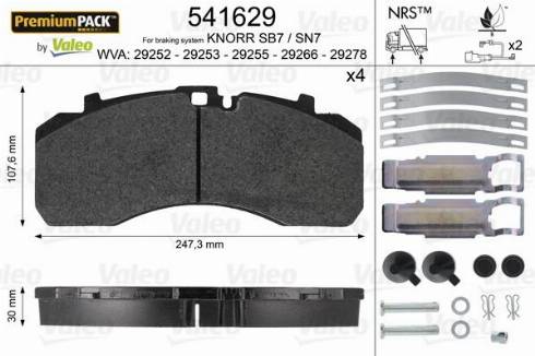 Valeo 541629 - Kit pastiglie freno, Freno a disco autozon.pro