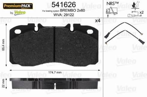 Valeo 541626 - Kit pastiglie freno, Freno a disco autozon.pro