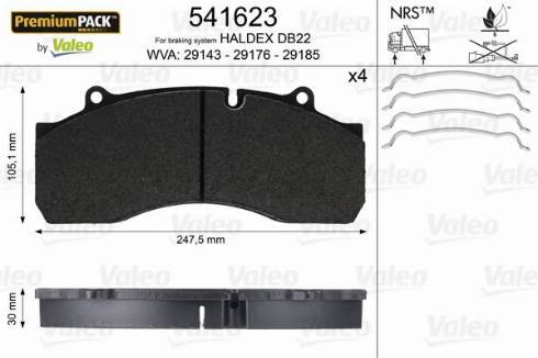 Valeo 541623 - Kit pastiglie freno, Freno a disco autozon.pro