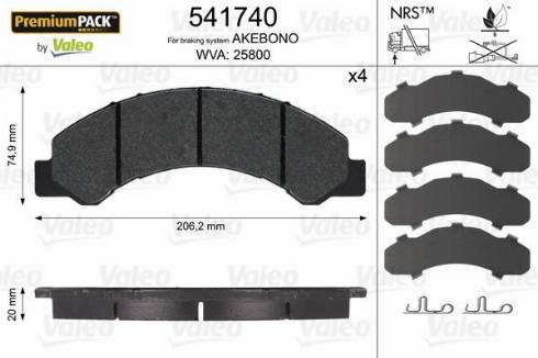 Valeo 541740 - Kit pastiglie freno, Freno a disco autozon.pro