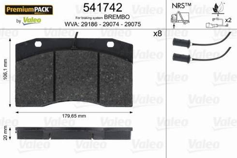 Valeo 541742 - Kit pastiglie freno, Freno a disco autozon.pro