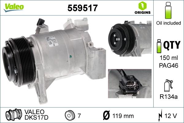 Valeo 559517 - Compressore, Climatizzatore autozon.pro