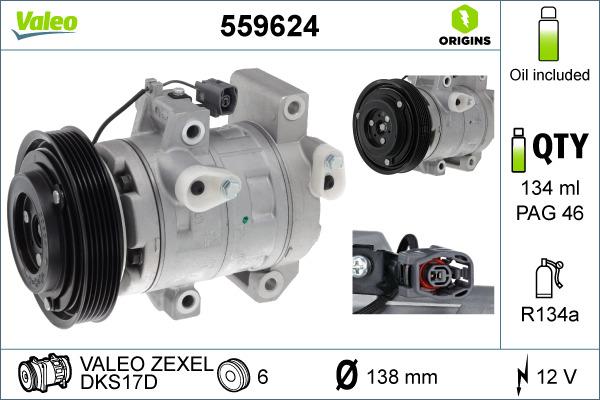 Valeo 559624 - Compressore, Climatizzatore autozon.pro