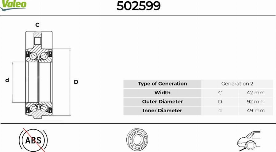 Valeo 502599 - Kit cuscinetto ruota autozon.pro
