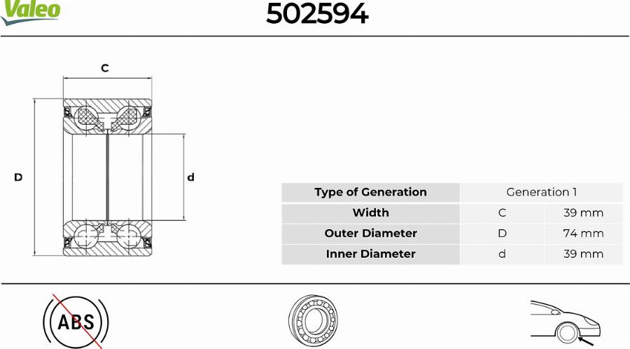 Valeo 502594 - Kit cuscinetto ruota autozon.pro