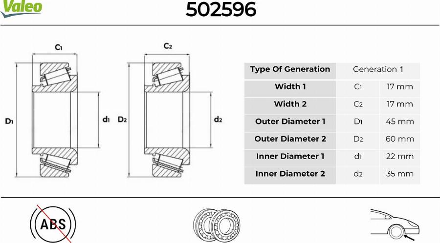 Valeo 502596 - Kit cuscinetto ruota autozon.pro