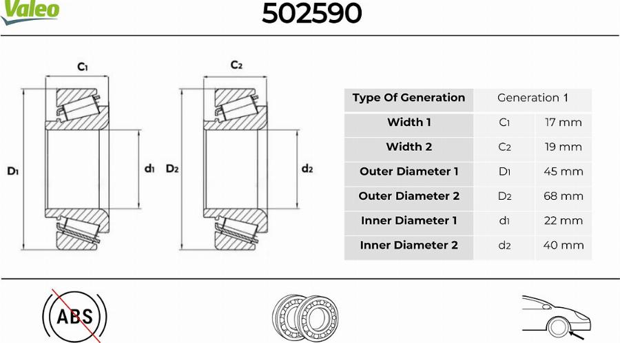 Valeo 502590 - Kit cuscinetto ruota autozon.pro