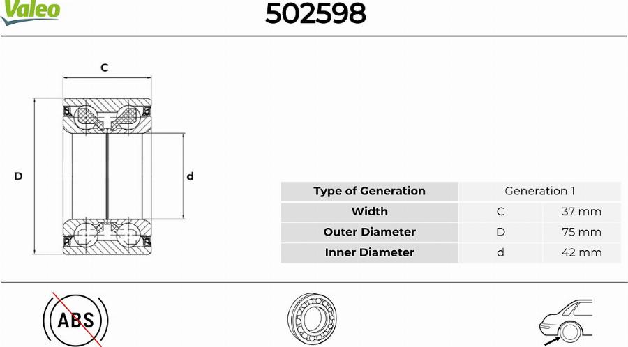 Valeo 502598 - Kit cuscinetto ruota autozon.pro