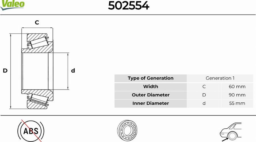 Valeo 502554 - Kit cuscinetto ruota autozon.pro