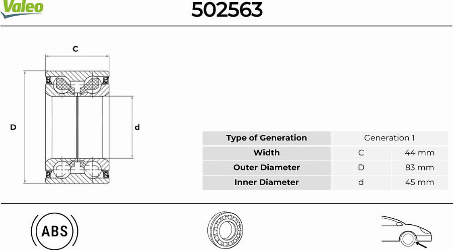 Valeo 502563 - Kit cuscinetto ruota autozon.pro