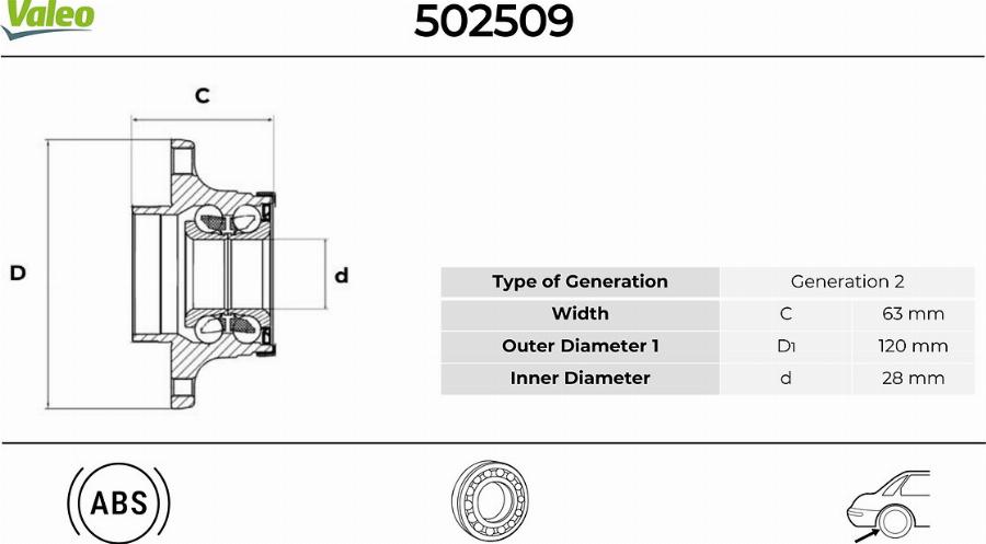 Valeo 502509 - Kit cuscinetto ruota autozon.pro