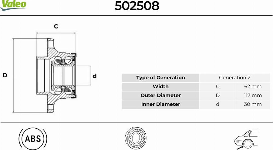 Valeo 502508 - Kit cuscinetto ruota autozon.pro