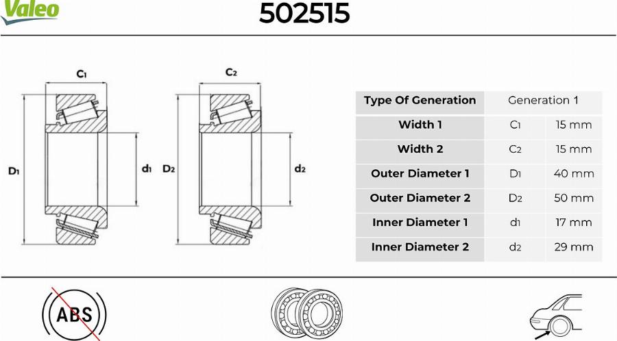 Valeo 502515 - Kit cuscinetto ruota autozon.pro