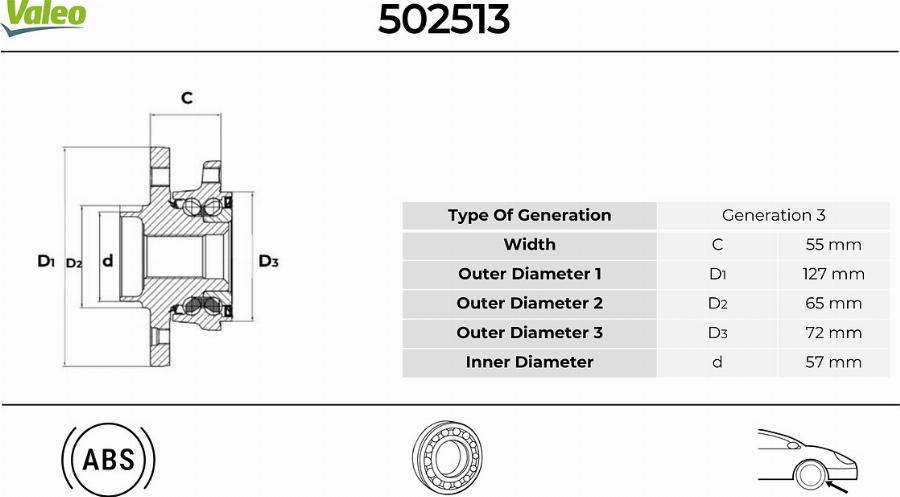 Valeo 502513 - Kit cuscinetto ruota autozon.pro