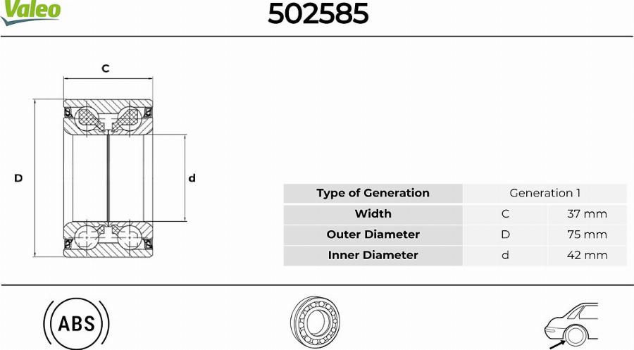 Valeo 502585 - Kit cuscinetto ruota autozon.pro