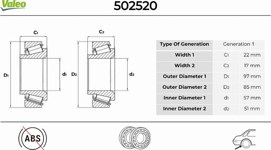 Valeo 502520 - Kit cuscinetto ruota autozon.pro