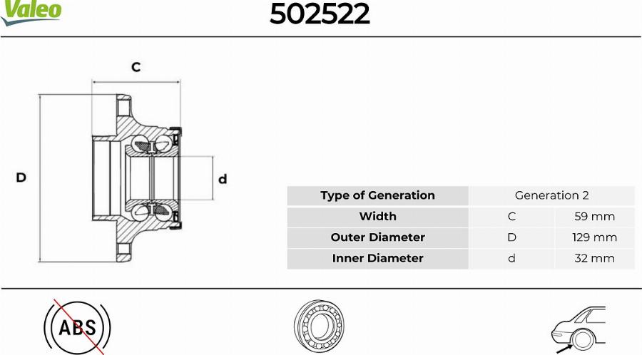 Valeo 502522 - Kit cuscinetto ruota autozon.pro