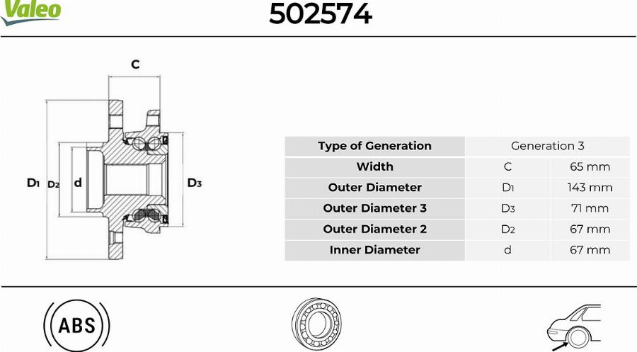 Valeo 502574 - Kit cuscinetto ruota autozon.pro