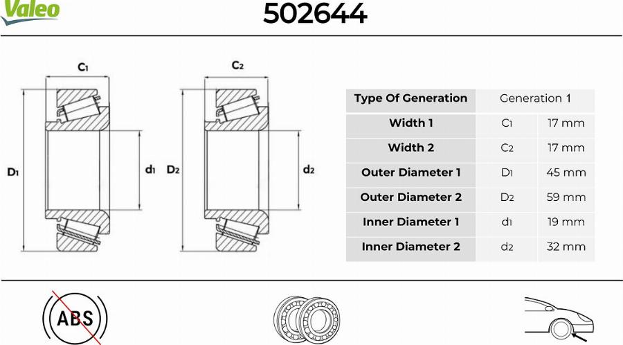 Valeo 502644 - Kit cuscinetto ruota autozon.pro