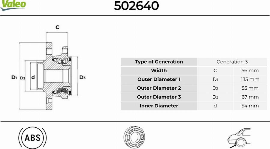 Valeo 502640 - Kit cuscinetto ruota autozon.pro