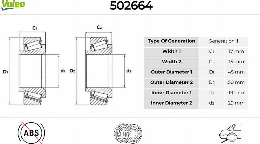 Valeo 502664 - Kit cuscinetto ruota autozon.pro