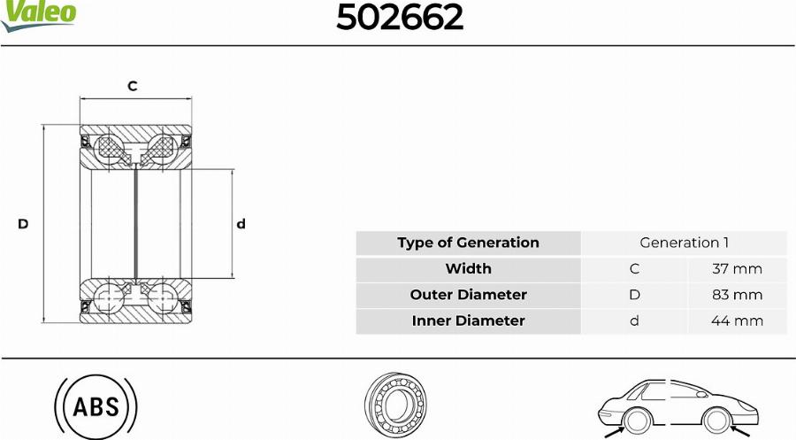 Valeo 502662 - Kit cuscinetto ruota autozon.pro