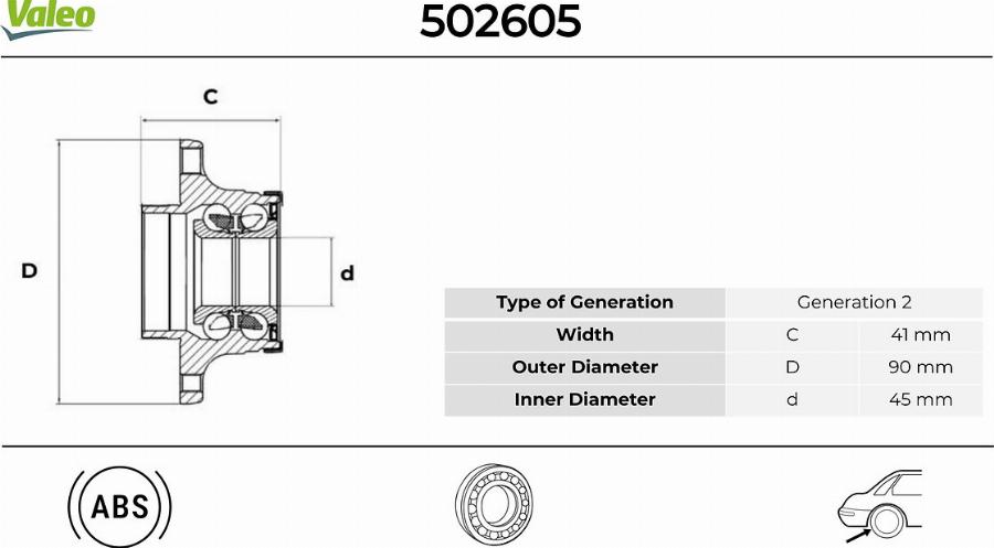 Valeo 502605 - Kit cuscinetto ruota autozon.pro