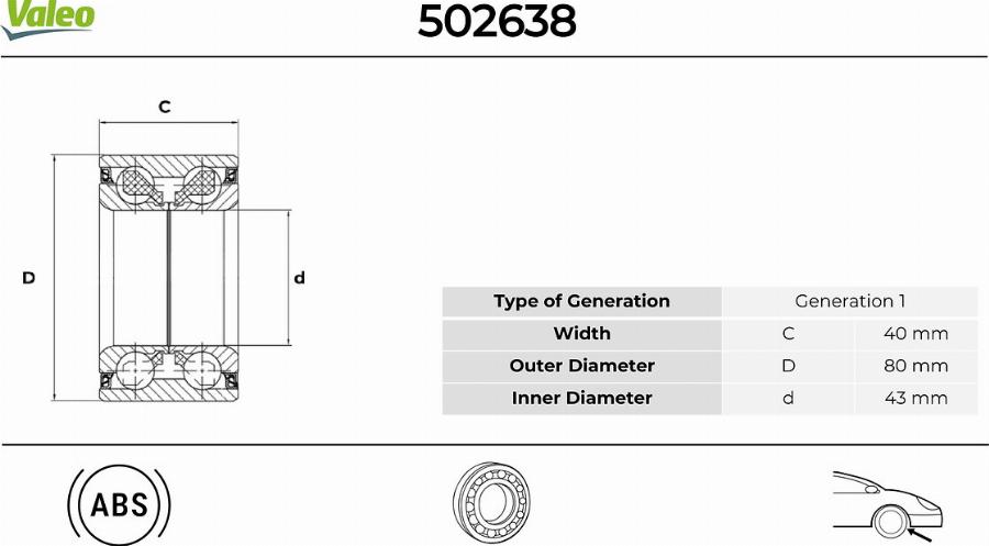 Valeo 502638 - Kit cuscinetto ruota autozon.pro