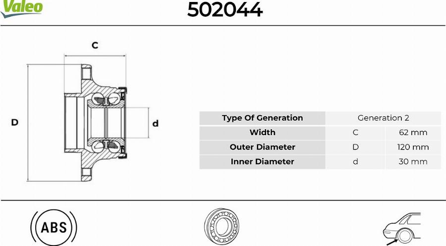 Valeo 502044 - Kit cuscinetto ruota autozon.pro