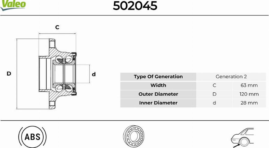 Valeo 502045 - Kit cuscinetto ruota autozon.pro