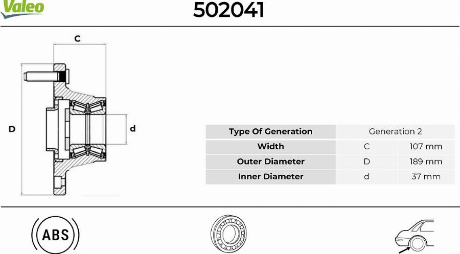 Valeo 502041 - Kit cuscinetto ruota autozon.pro