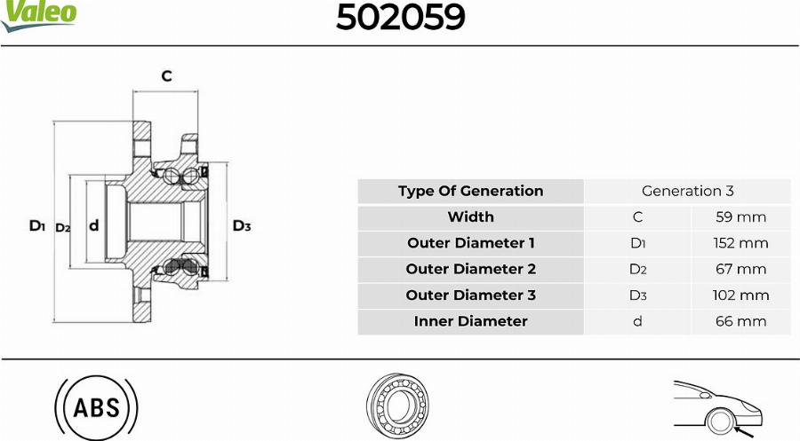 Valeo 502059 - Kit cuscinetto ruota autozon.pro