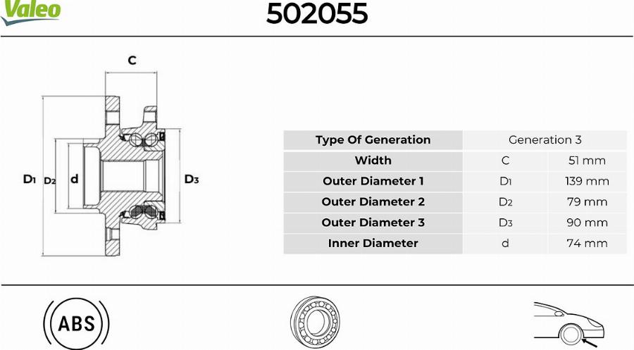 Valeo 502055 - Kit cuscinetto ruota autozon.pro