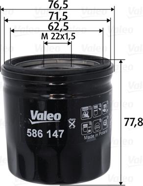 Valeo 586147 - Filtro olio autozon.pro