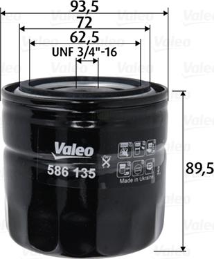 Valeo 586135 - Filtro olio autozon.pro