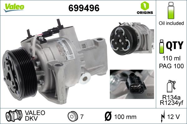 Valeo 699496 - Compressore, Climatizzatore autozon.pro