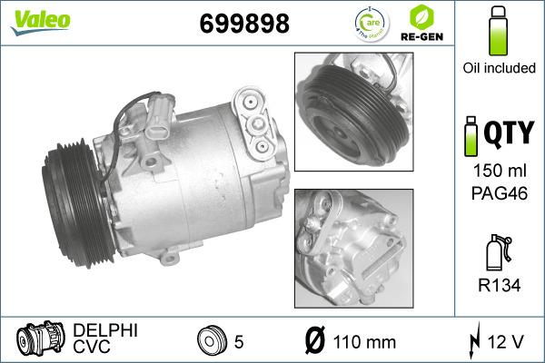 Valeo 699898 - Compressore, Climatizzatore autozon.pro