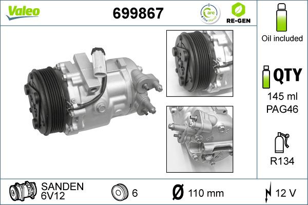 Valeo 699867 - Compressore, Climatizzatore autozon.pro