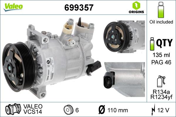 Valeo 699357 - Compressore, Climatizzatore autozon.pro