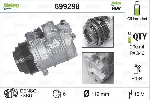 Valeo 699298 - Compressore, Climatizzatore autozon.pro