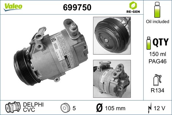 Valeo 699750 - Compressore, Climatizzatore autozon.pro