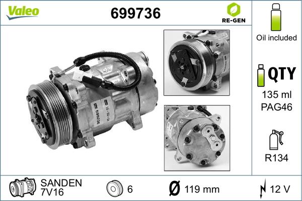 Valeo 699736 - Compressore, Climatizzatore autozon.pro